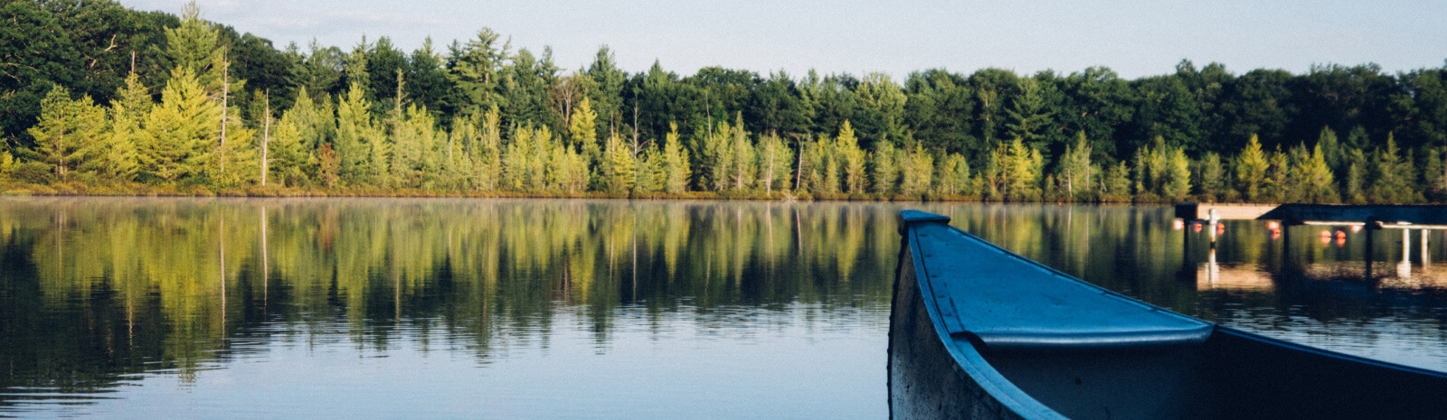 A canoe on a lake