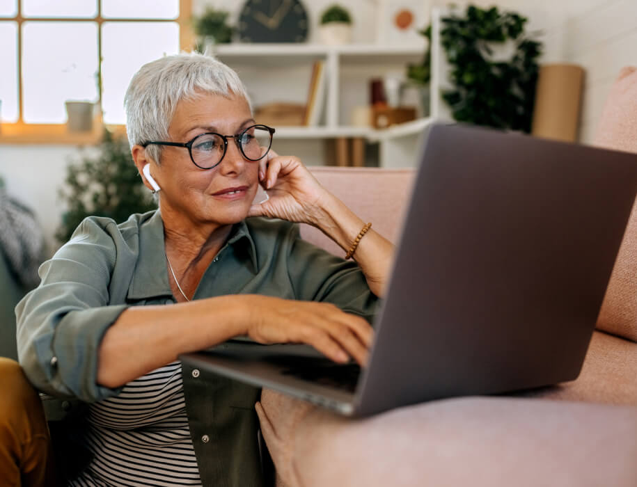 Older woman using a laptop